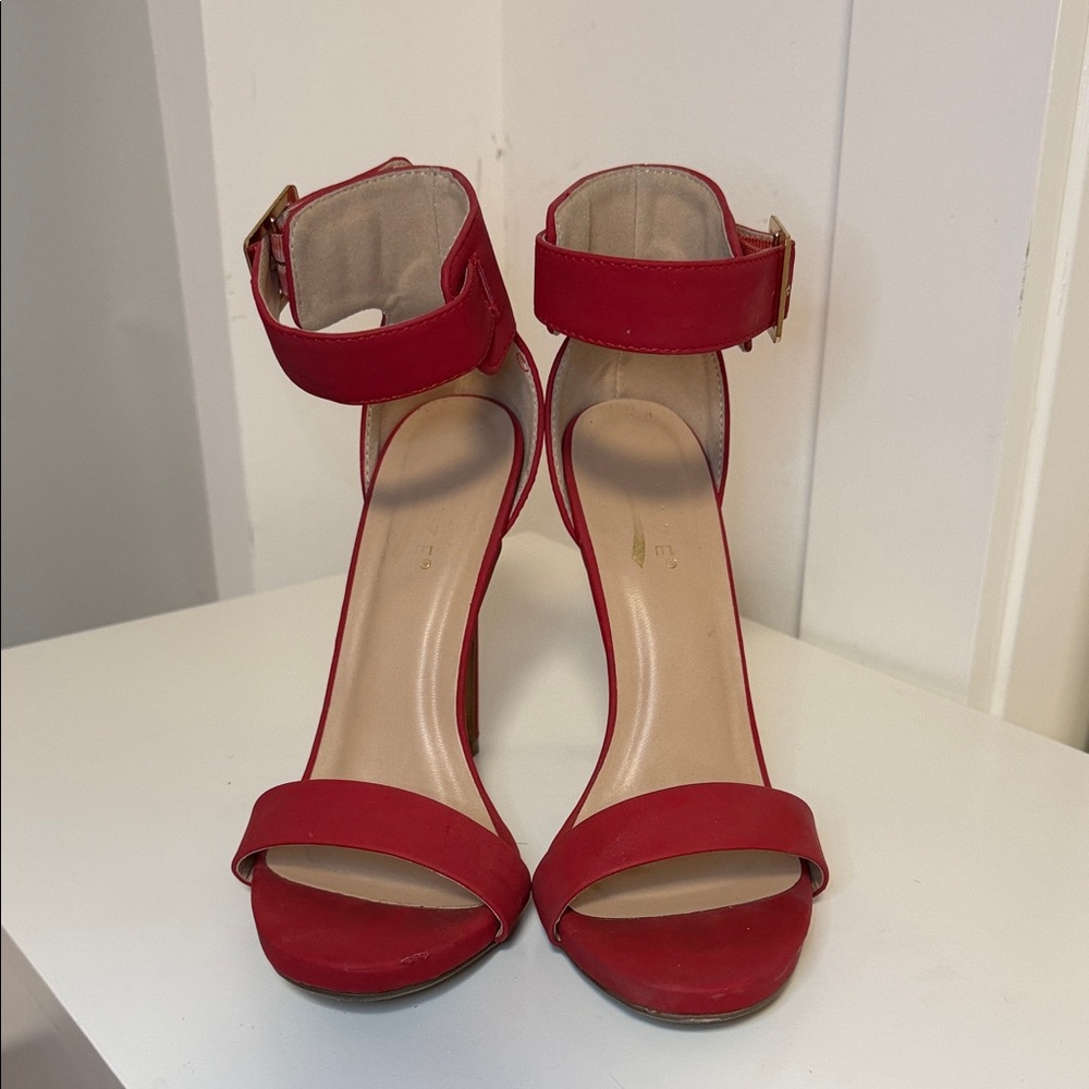 Glaze Bold Red Ankle Strap Heels
